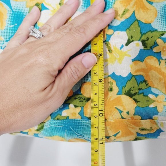 Retro Floral Shoulder Bag Woven Straw Dual Handle Lined Tropical Hawaiian Wicker - Picture 7 of 11